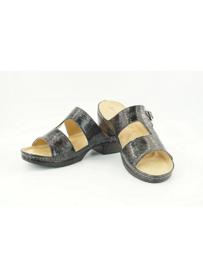 زينة 221-3162 Zayna Ladies Low Heel Slides 2608-10 Grey